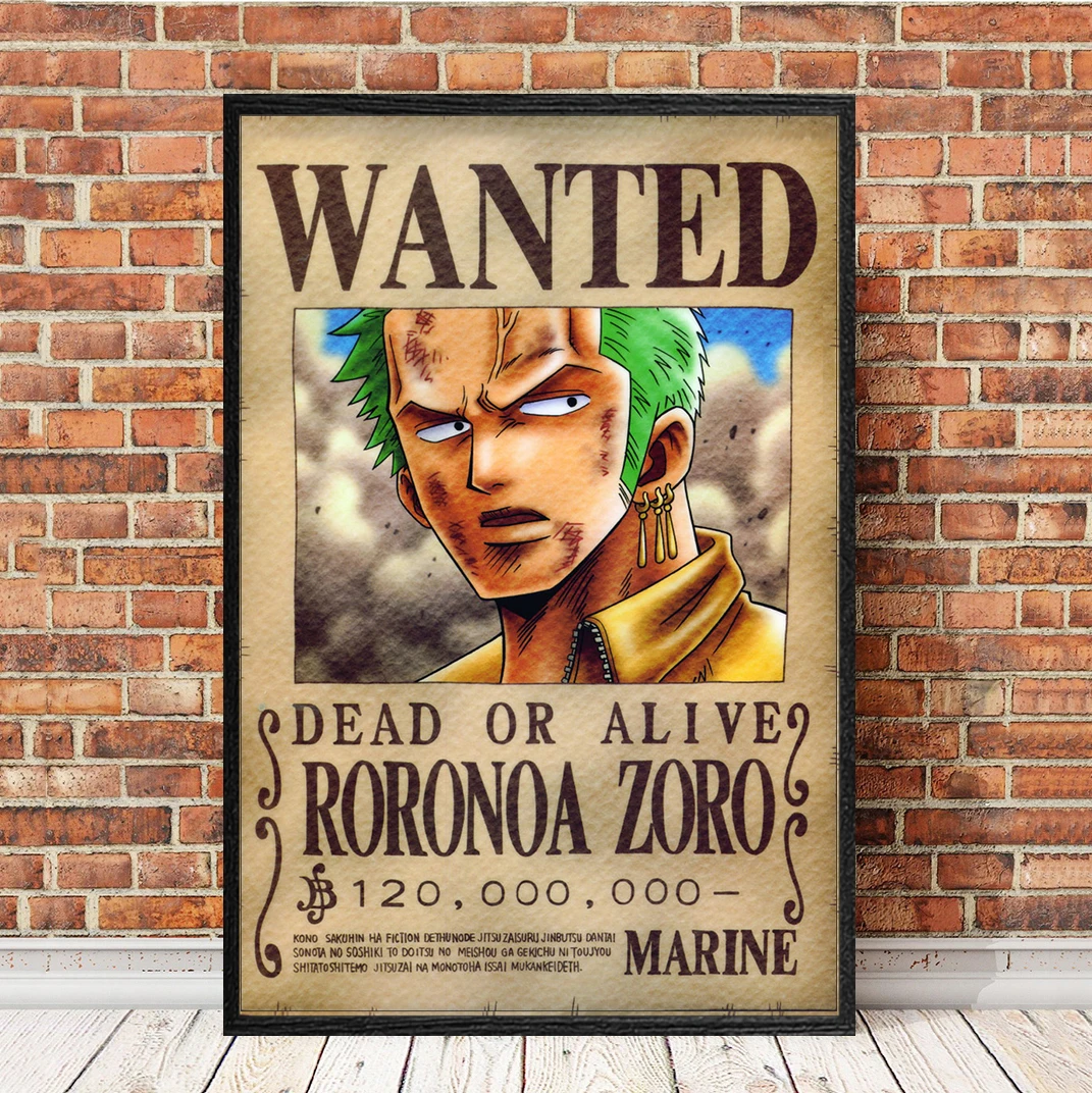 One Piece Zoro WANTED Wallscroll Poster Anime Manga Dekoration Geschenk 60x90CM 