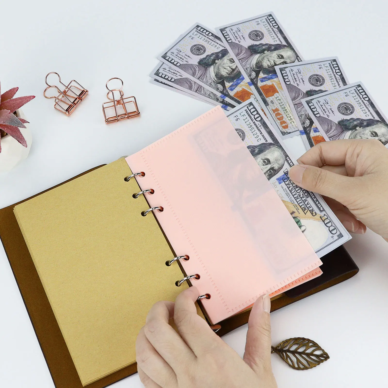 index card binder with dividers Henoyso 2 Pcs 3" x 5" A7 Refillable 6 Ring Money Saving Binder Leather Budget with 10 Card Guides 160 Index Cards and Hole Punch sticky notes Index Tab Dividers pp Index