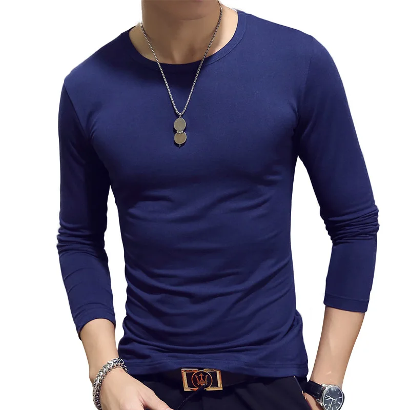 2022 Quick dry sports solid wholesale slim o-neck v-neck custom plain OEM logo blank long sleeve men t shirts