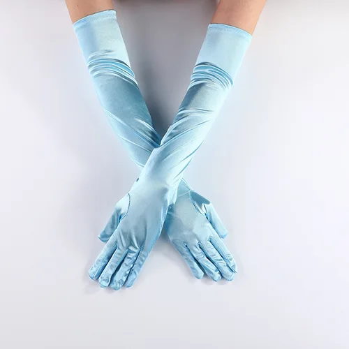 ZISUEX Satin Stretch cosplay Women's Halloween Gloves Sexy Dinner Show velvet wedding dress glove