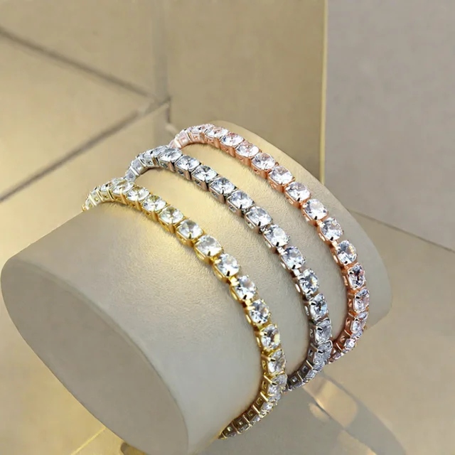 New Design Diamond True Gold Plated Bracelet Silver VVS Moissanite Hip Hop Jewelry Laboratory Diamond Tennis Bracelet