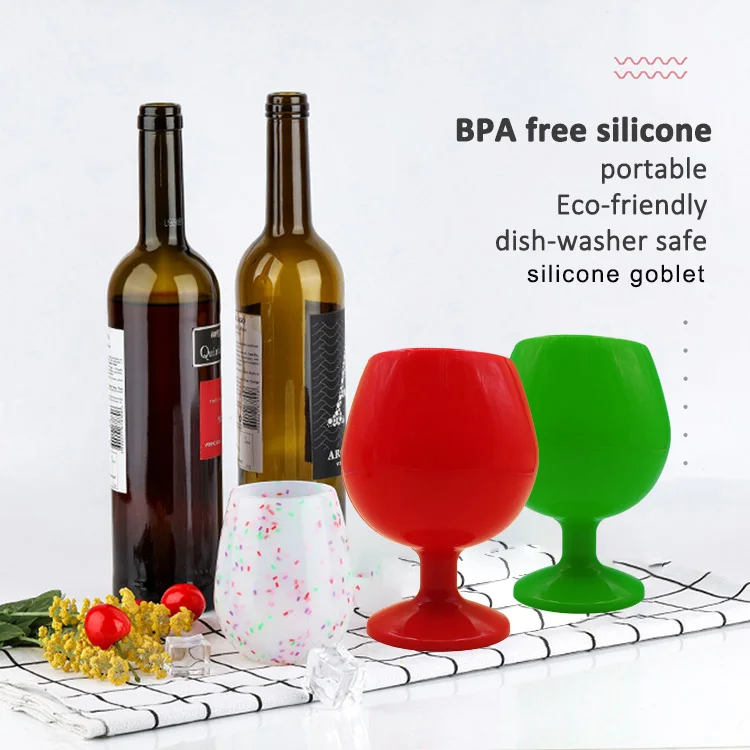 Небьющийся красочный силиконовый бокал для красного вина, силиконовый бокал с логотипом на заказ