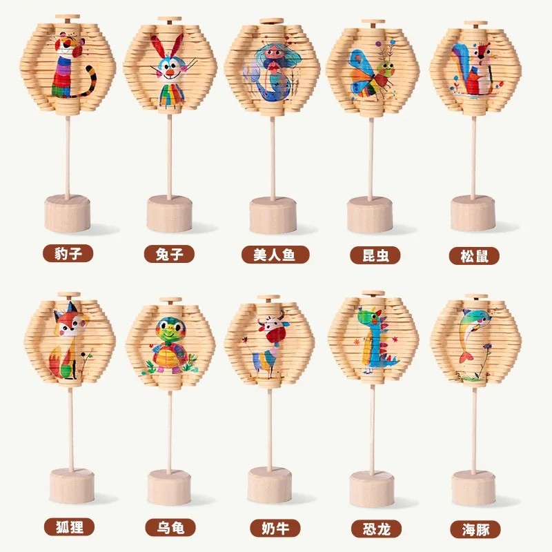 Spiral Tree Rotating Lollipop Wooden Fibonacci Sequence Children's Interesting Decompression Toy