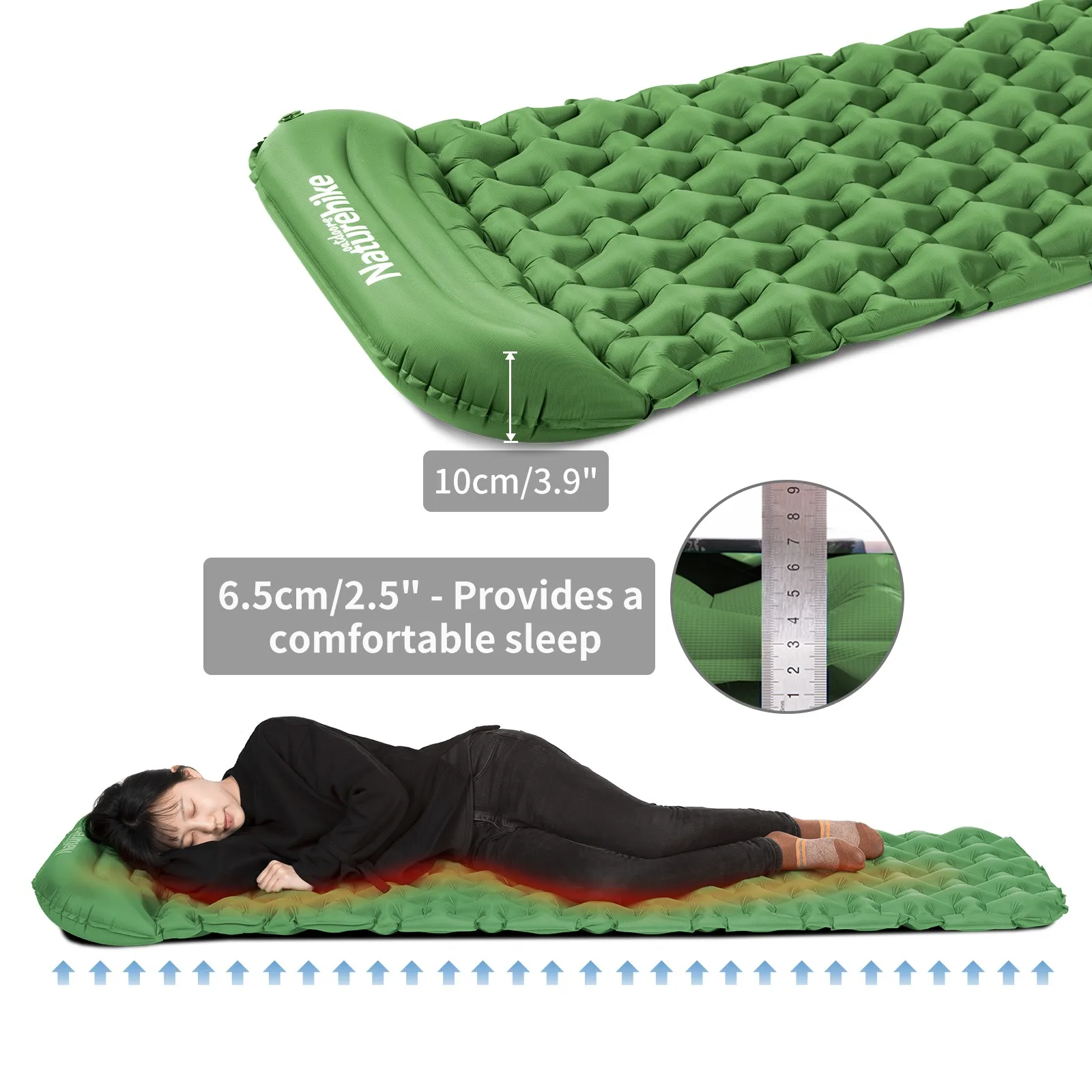 Naturehike FC-12 ultrakevyt TPU-kompakti reppu puhallettava makuumatto ilmapatja telttailu eristetyllä Sleeping Pad