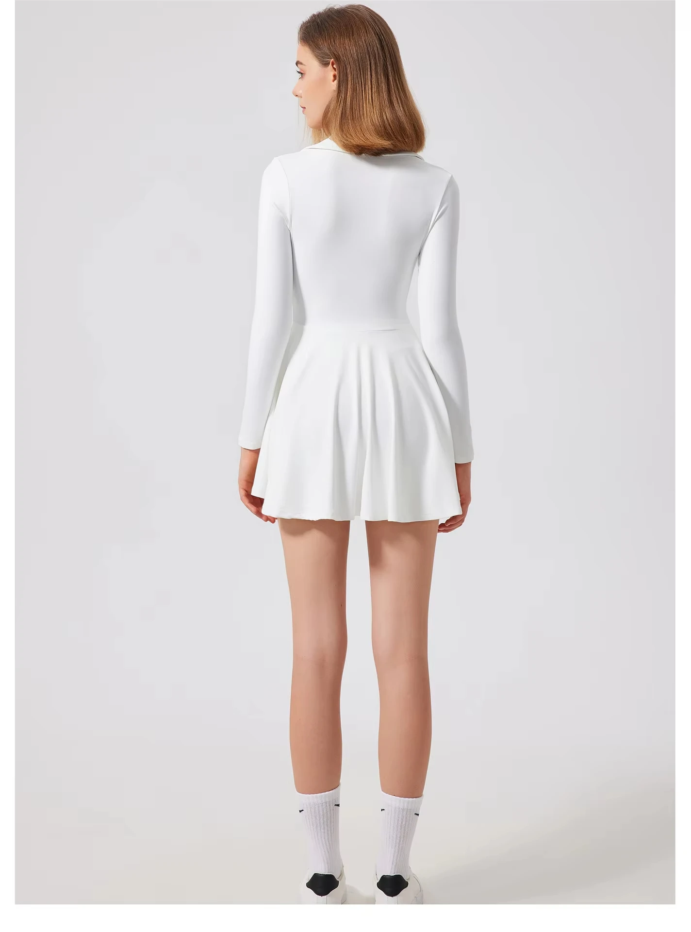 plus size mini dress long sleeve Wholesale MOQ6 Plus Size Lace Detail V-Neck Long Sleeve Mini Dress