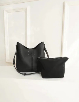 Women's Daily Backpack New Margiela Style Bucket Bag with Diagonal Temperament Comfortable Shoulder Bag for Travel