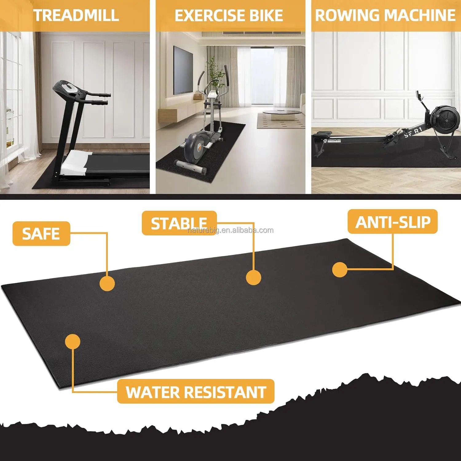 Bike Mat Compatible With Peloton Bike Elliptical Treadmill Mat,6mm