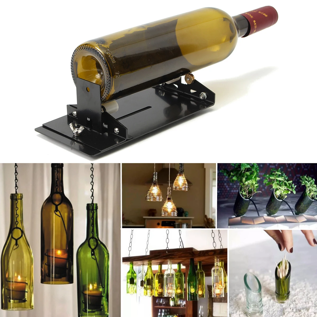Ajustable DIY Glass Bottle Cutter Machine Recycles Wine Bottles Metal Tool Kit 