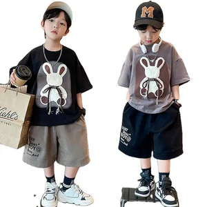 2023 Summer Fashion Kids Clothing Short Sleeve Cartoon T Shirt and Shorts Two Piece Set Handsome Teenage Boys Clothes