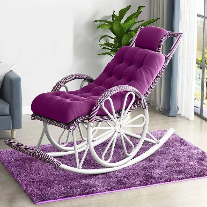 High Quality Fabric Shake Rocking Chair Relax Leisure Chair with Stool  Lounge Chair Sofa Seat