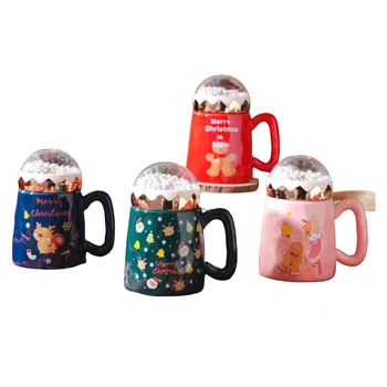 500ml mug Christmas gift set christmas mug set with lid landscaping 20oz