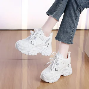 Zgsx-28003 PU Women's Casual Walking Shoes Breathable Women's Dad Shoes Women's Thick Soled Height Increasing Shoes
