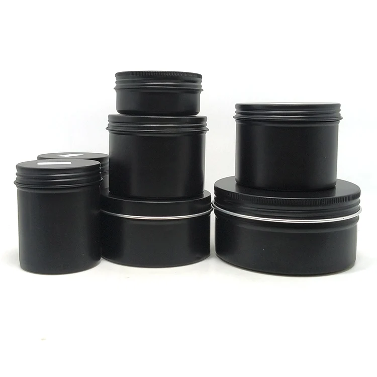 30g 50g 100g 200g 300g High Quality Silver Black Aluminum Jars Cosmetic Round Metal Tin Box