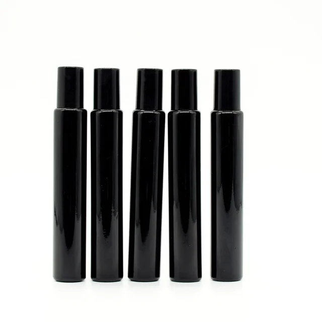 Perfume oil roll on bottle 5ml 10ml Deep Colored black glass roller bottle With Metal Roller