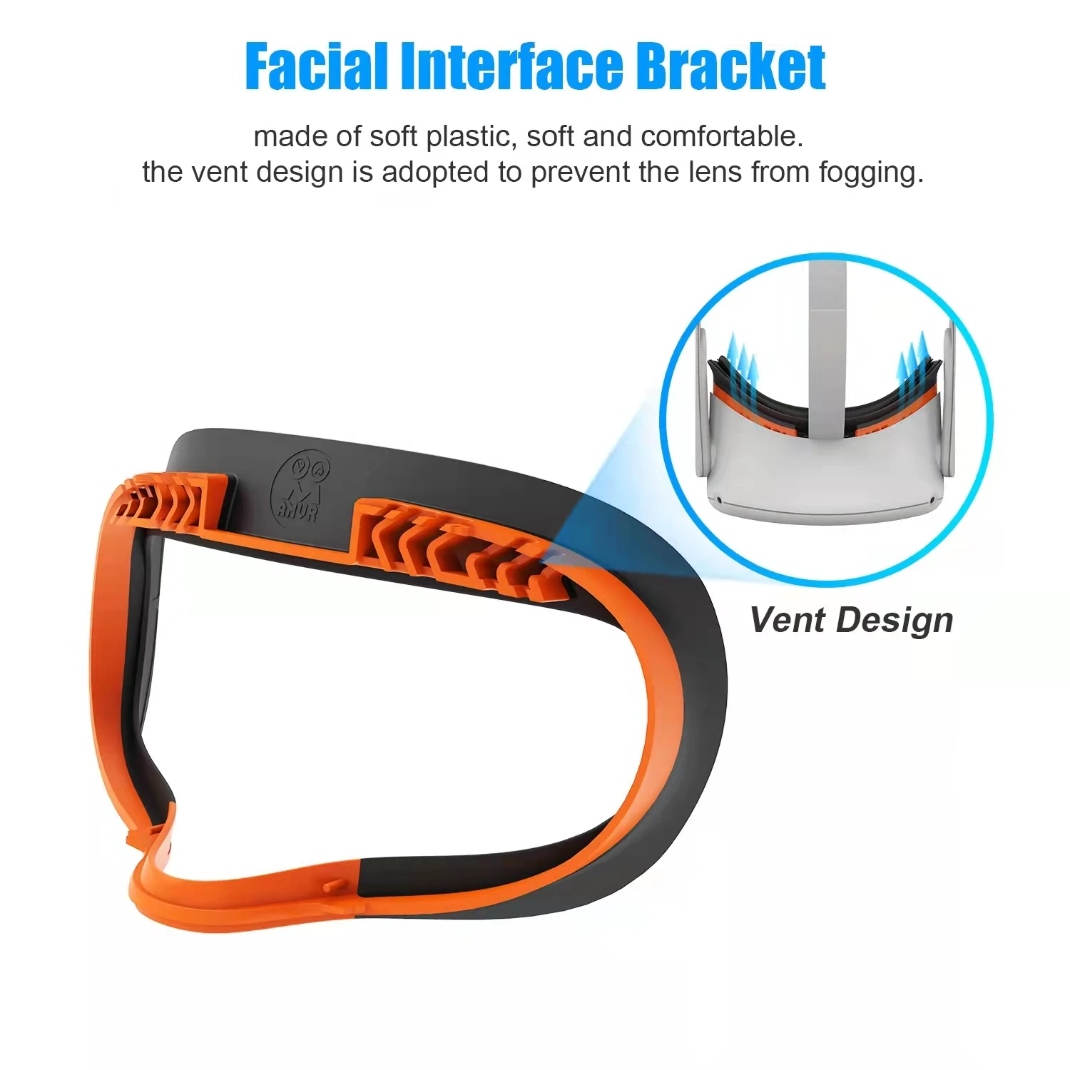 AMVR Resilient VR Facial Vent Soft Interface Bracket & Anti-Leakage Light Face Cover Replacement Pad for Oculus Quest 2 7-in-1