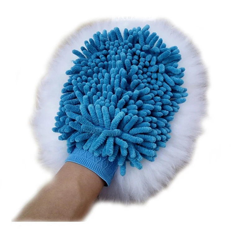 JN_ Car Wash Washing Microfiber Chenille Mitt Auto Cleaning Glove Dust Washer 