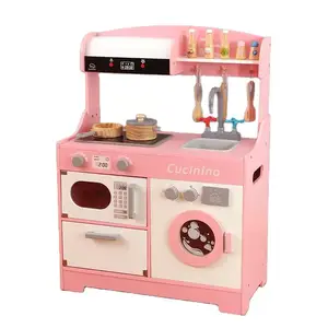 EDULAND Safe Unisex Wooden MDF Play Kitchen Set with Washing Machine Toy Microwave Oven for Kids Boys and Girls Toys