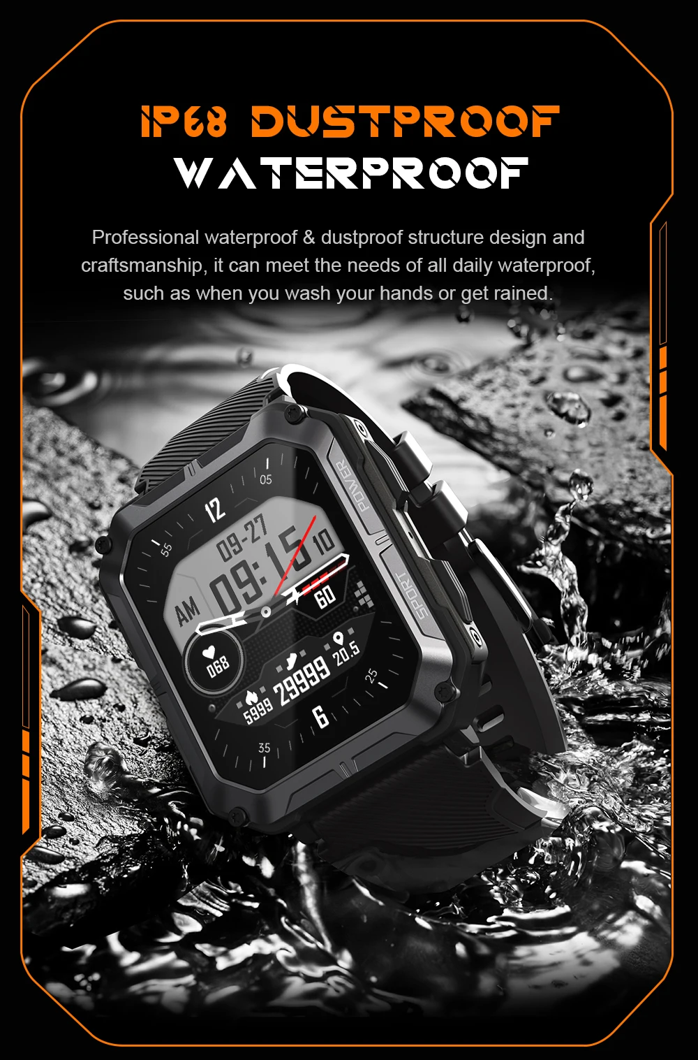 TANK M1 Smart Watch Unisex, Water Resistant, Fitness Tracker