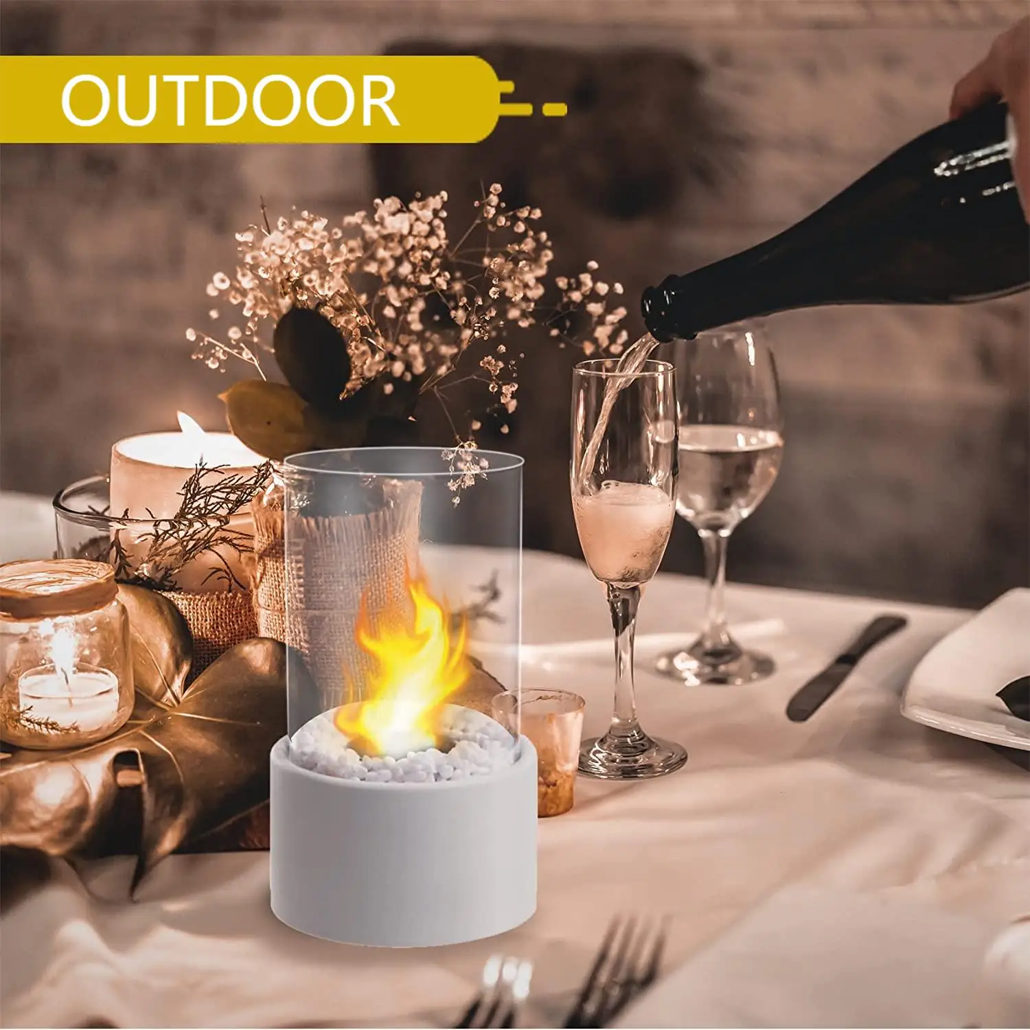 High Quality Tabletop Outdoor Fireplace Bio Ethanol Table Round