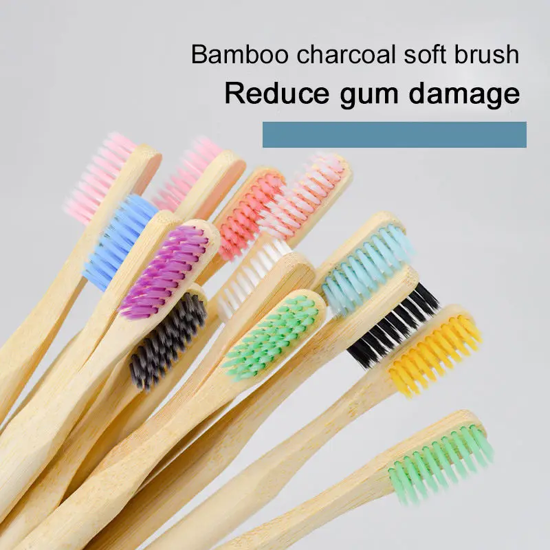 Bambu Handle No Plastic Eco Natural Bristle Charcoal Bamboo Toothbrush ...