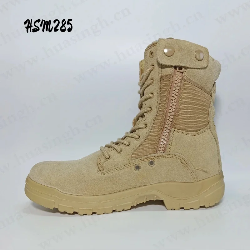 LXG,side Zipper Design Durable PU Outsole Military Boots 8 Inch Strong Grip Training Combat Boots with air Hole HSM285