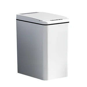 White Smart Trash Light Energy Lid for Household Kitchen Sanitary Automatic Electric Induction Toilet Open Top Plastic