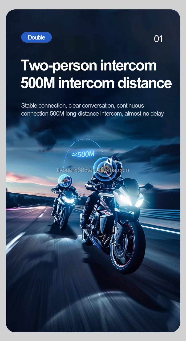 product tiypeor wireless earbuds waterproof noise cancelling handsfree rider motor headset led motorcycle intercom helmet headphone-4