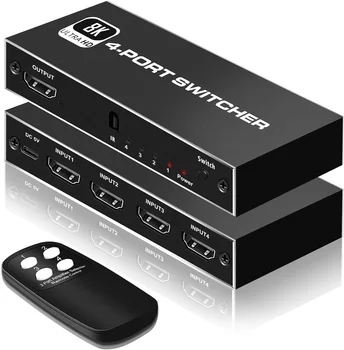 SY smart 8K 2.1 4k 60HZ hdmi hub kvm switch  splitter and switcher and  converter  4 in 1 out 4 ports 4x1 hdmi video 4k box