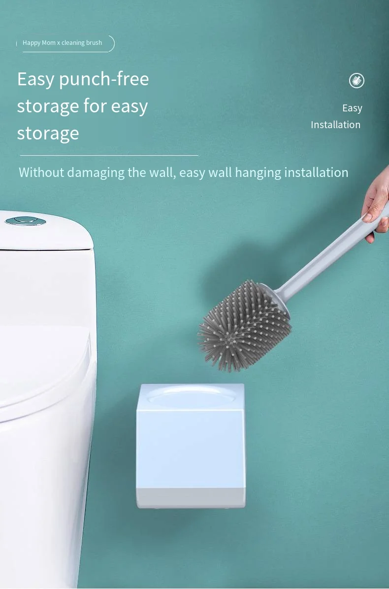 Toilet brush household non-dead Angle cleaning toilet toilet wall mounted silicone brush cleaning artifacts wall hanging set factory