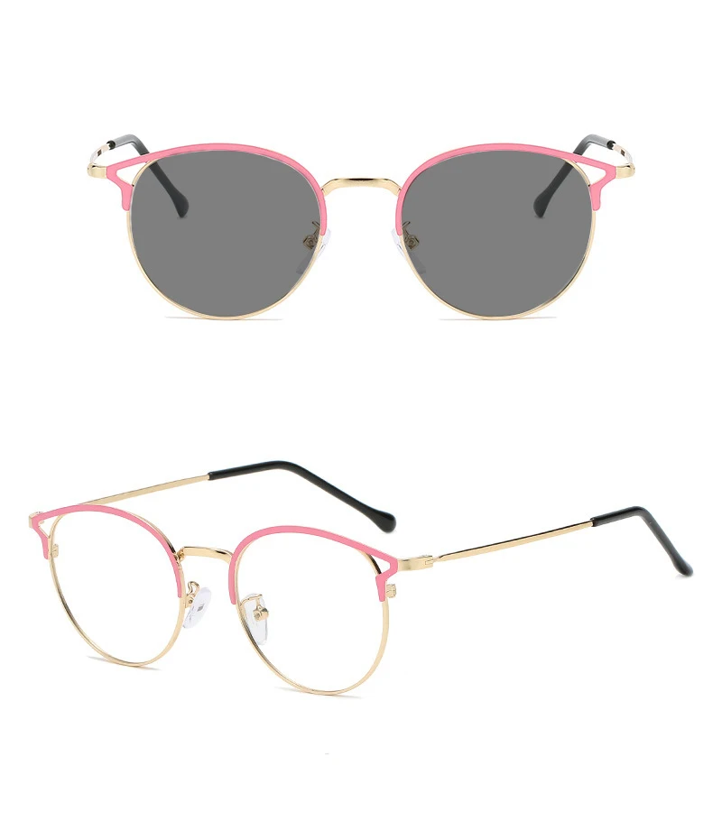 New Retro Men Metal Round Colorful Eyeglasses Frames for All Face Photochromic Lunett Photogray Anti Blue Glasses Spectacles