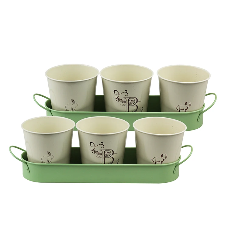 BX Metal Flower Plant Seed Pot Bucket 3 Set Flower Pots