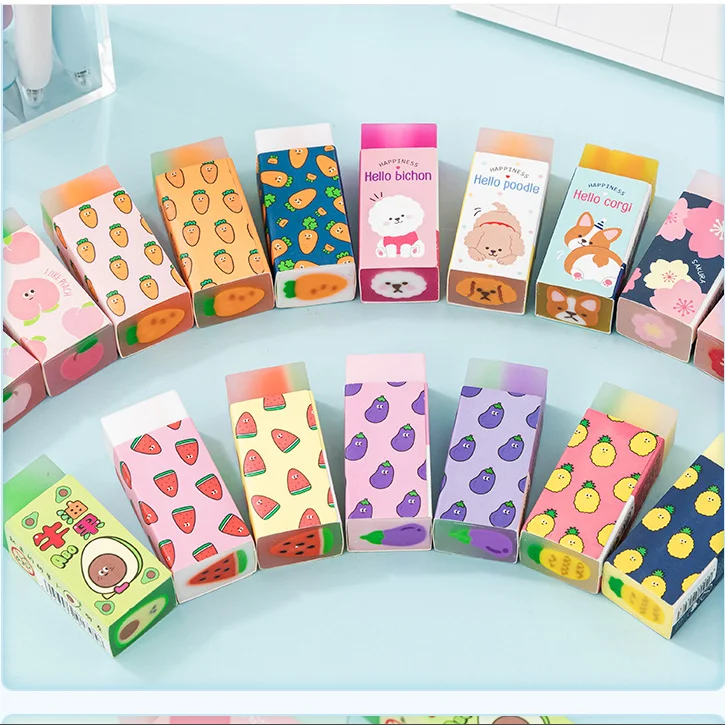 Cute Eraser Promotional Custom Pencil Eraser Cartoon Sliced Rubber