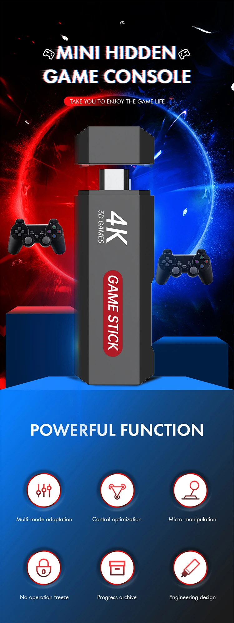 X2 PLUS Game Console Retro Gaming Tv Stick 4K 2.4G Double Wireless Controller 64GB Video Game Consoles 30000 Games For PSP PS1