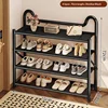 Zapatero plegable premium negro de 4 niveles y 70 cm con doble soporte
