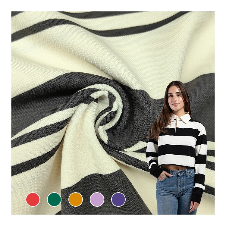 China Wholesale CVC Stripes Fabric Pique Material, Custom Polyester Pique Fabric for Polo Shirt/