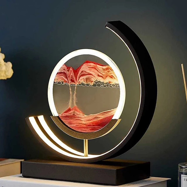 Quicksand Painting Table Lamp Led Art Hourglass Bedside Night Light