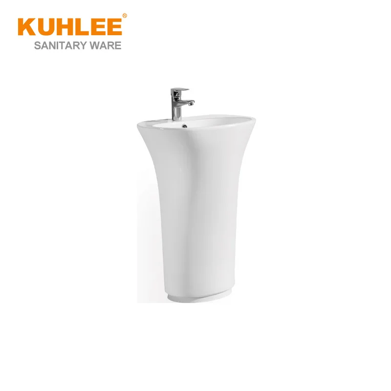 High Quality Bathroom Oval Pedestal Sink Basin Freestanding Hand Wash Basin  With Good Price