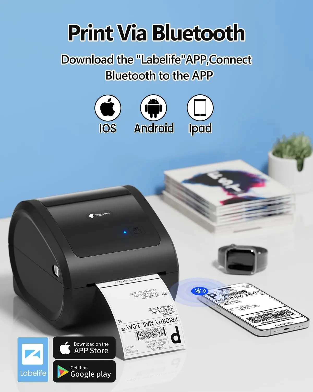 Product Label Printing Machine Bluetooth Thermal Printer 4x6 Printer ...