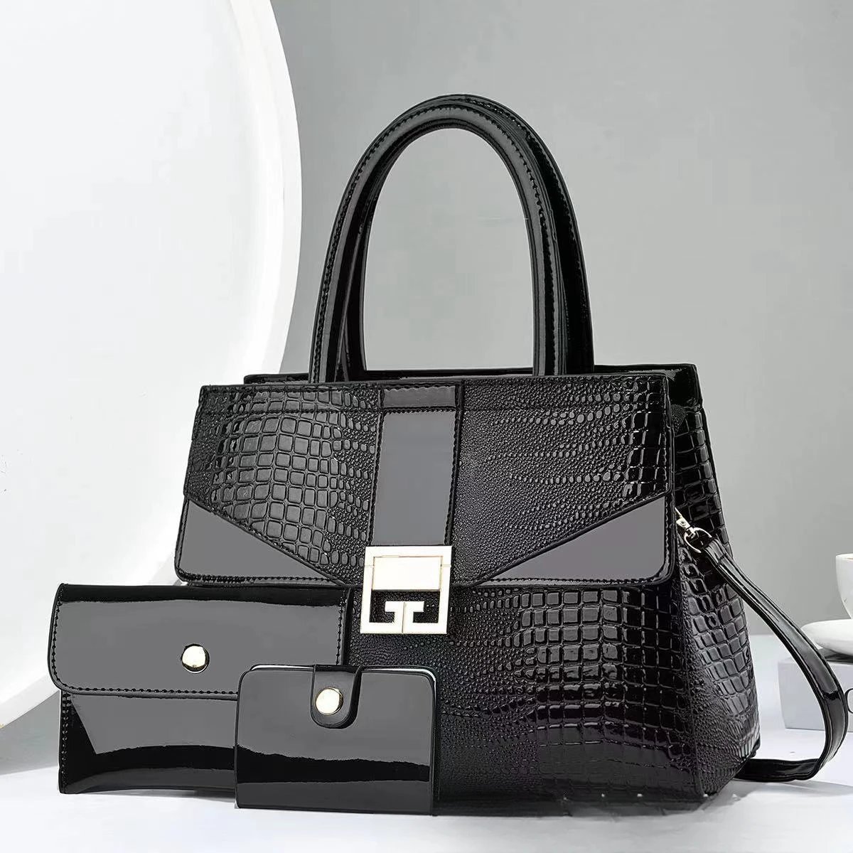 European Handb Hot Selling Classic Luxury Woman Handbags Shiny Lather Fashion Bags ...