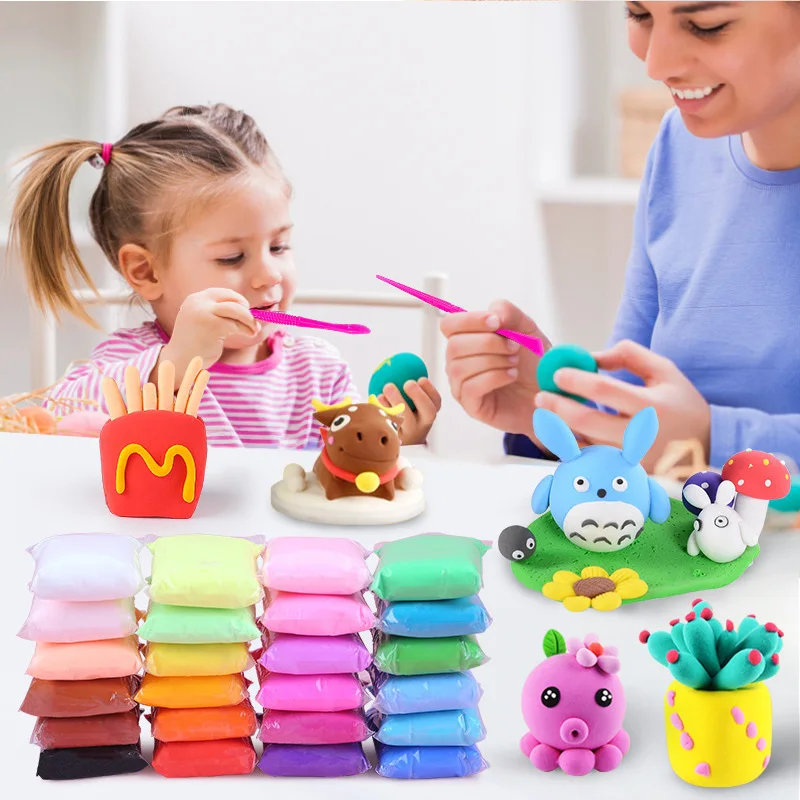 OEM Factory's Light Clay Educational Toys Private Label Wholesale Air Dry Foam Soft Modeling Plasticine Low Boron Mouldit Clay
