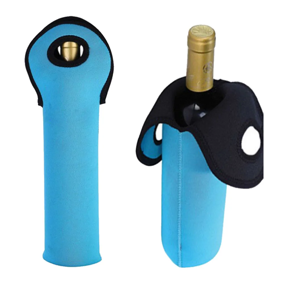 Cheap Custom Logo Printed 750Ml Single Tote Wine Carrier Sleeve Cooler Bag Insulated Thermal Neoprene Wine Bottle Bag
