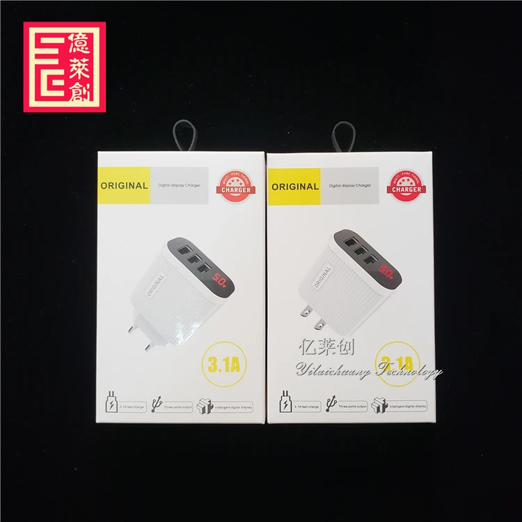 
Дорожный адаптер 5 в 3,1 А со светодиодным дисплеем, электронные аксессуары, 3 Usb-порта, вилка стандарта США, адаптер для зарядного устройства Iphone 