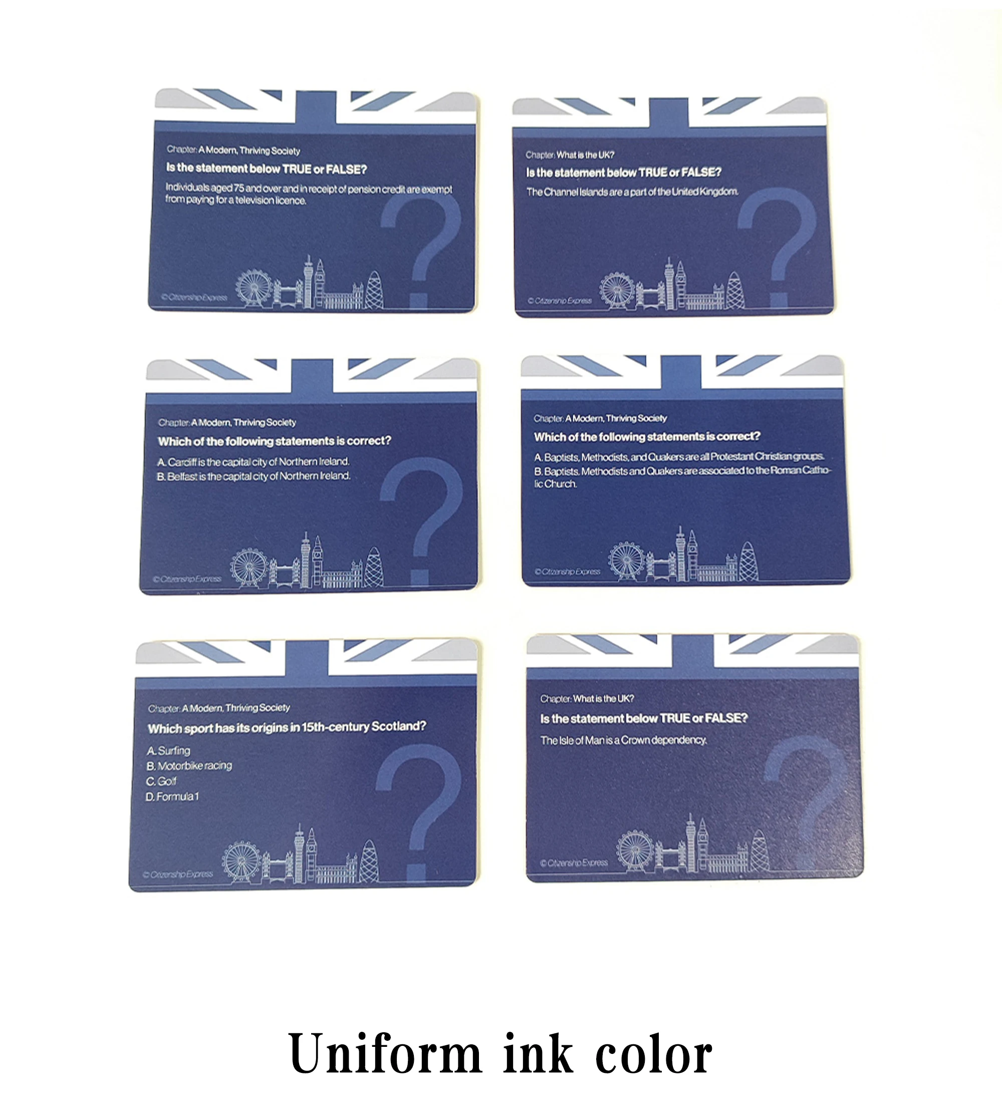 Modern UK Civics Test Flash Cards Combo Set Naturalization Study Guide with 100 UK Civics Questions & Answers details