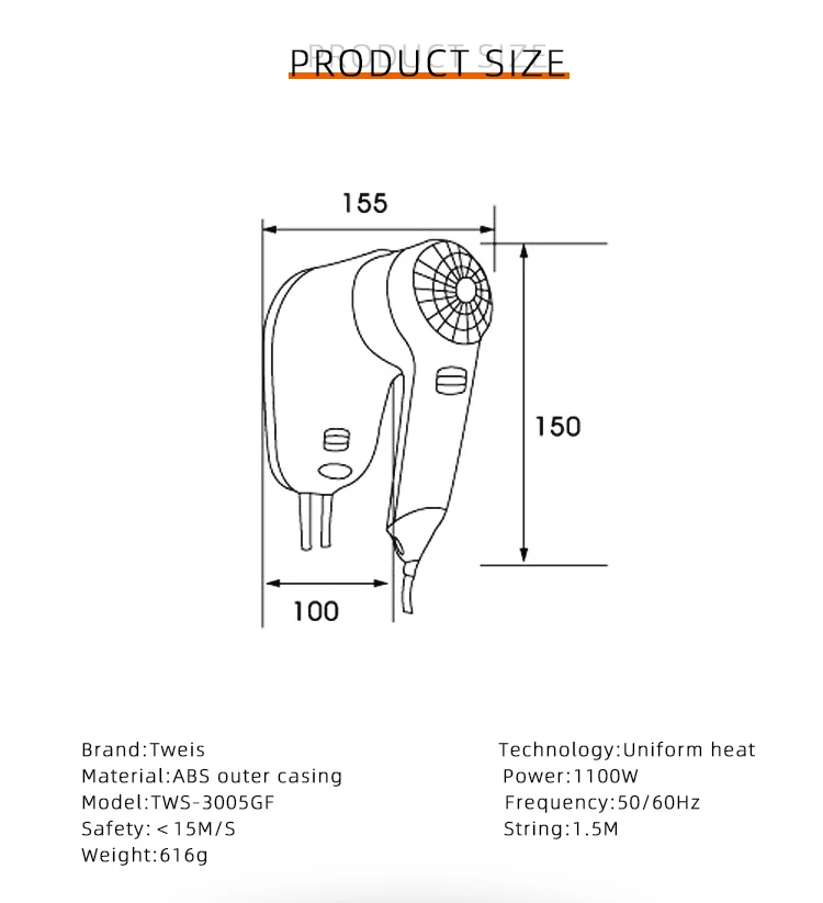 Hotel hair dryer public hair dryer hair dryer 2022 wall mounted hair dryer