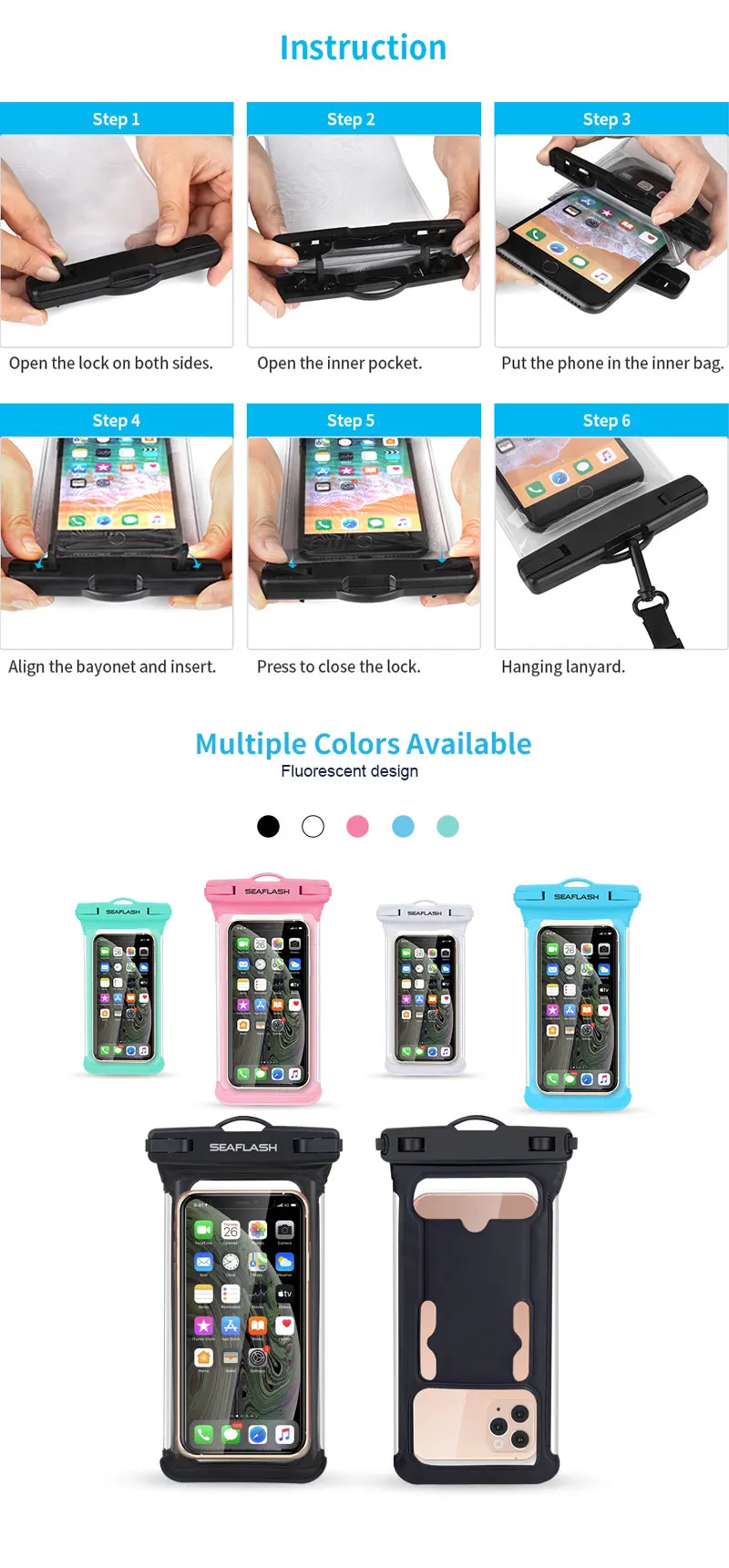 High Quality Universal Water Proof PVC/TPU Mobile Phone Cases Waterproof Bag Pouch