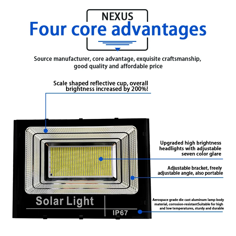 IP67 Motion Sensor Solar Powered Floodlight Reflector 1000W 600W 500W 400W 100W 200W 300W Solar Led Flood Light