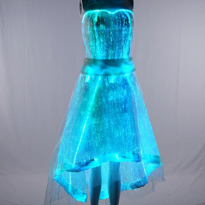 New Design White Strapless Evening Dress Led Glow in the Dark Dresses 2022