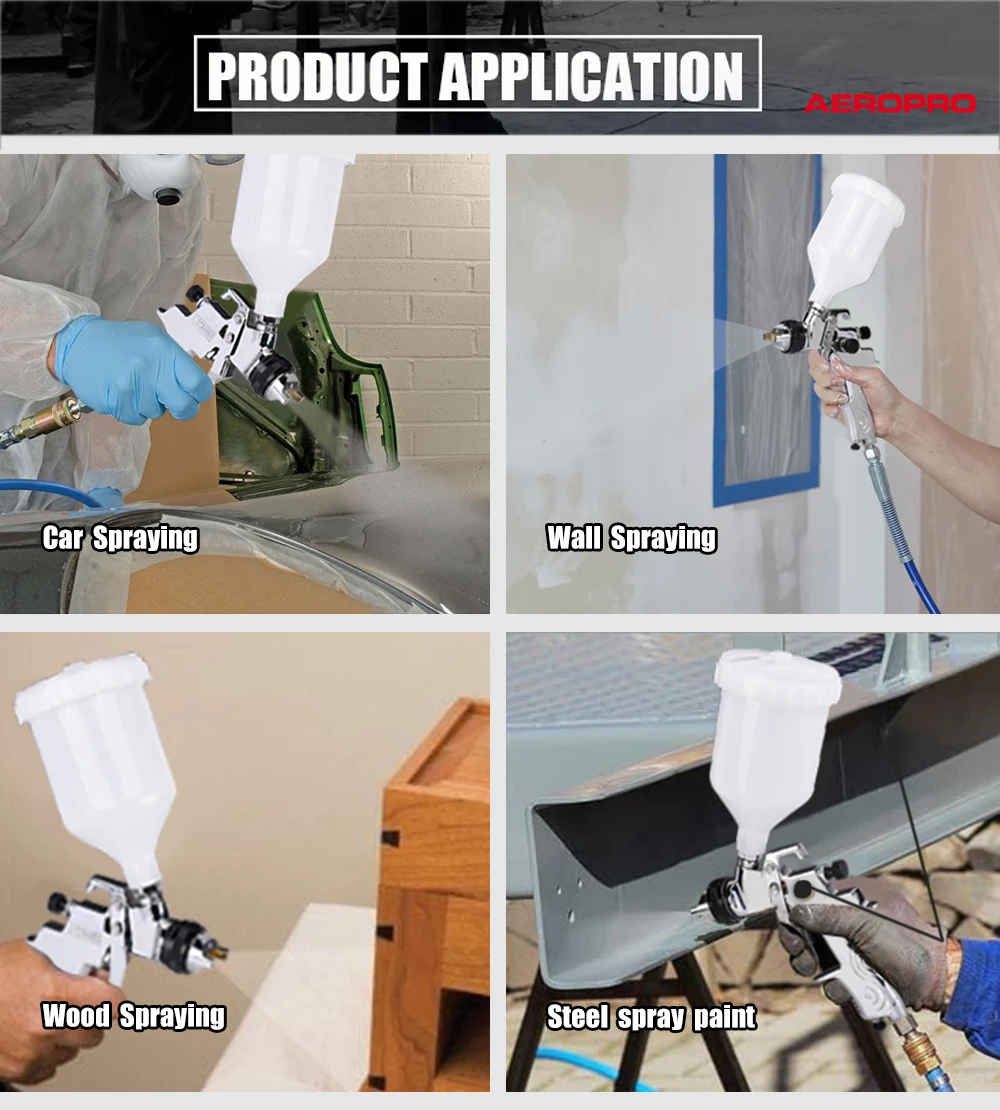 AEROPRO AS1009 Professional HVLP Air Spray Gun Pneumatic Air Gun Car Paint Tool Machine 3D Mural Wall Painting