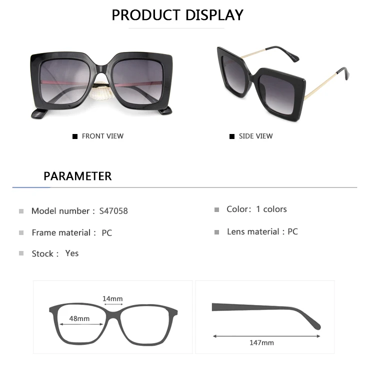 EUGENIA New woman Man metal temple High Quality Frame Fashion PC sunglasses