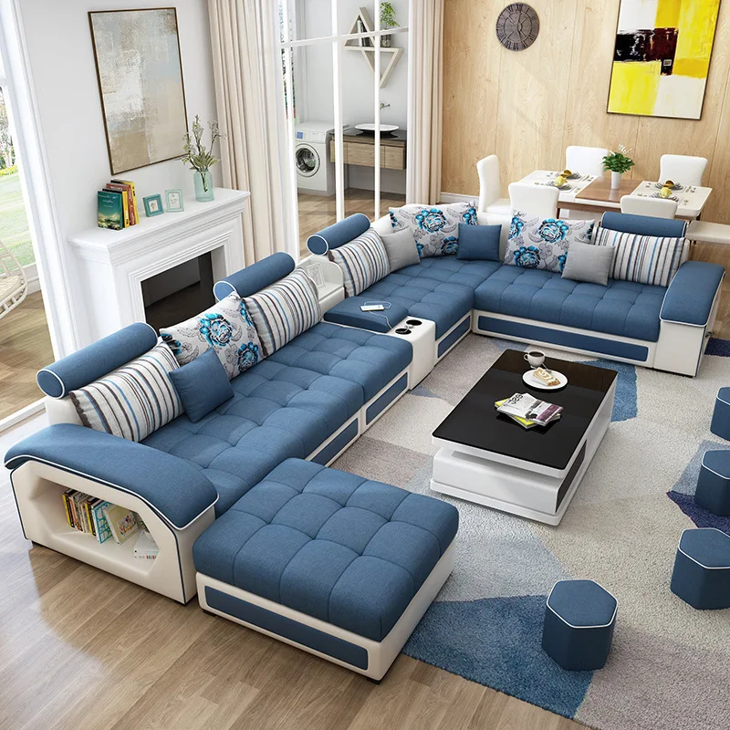 Modern sectional leather sofa on sale set 7 seater